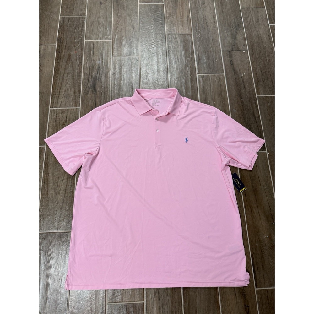Polo Ralph Lauren Performance Polo Mens 3LT Pink Golf Work Preppy Stretch